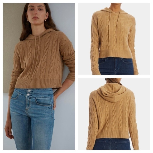Lord & Taylor W. Cashmere Scout Cashmere Cable Knit Hoodie size M New with tag - Picture 1 of 14